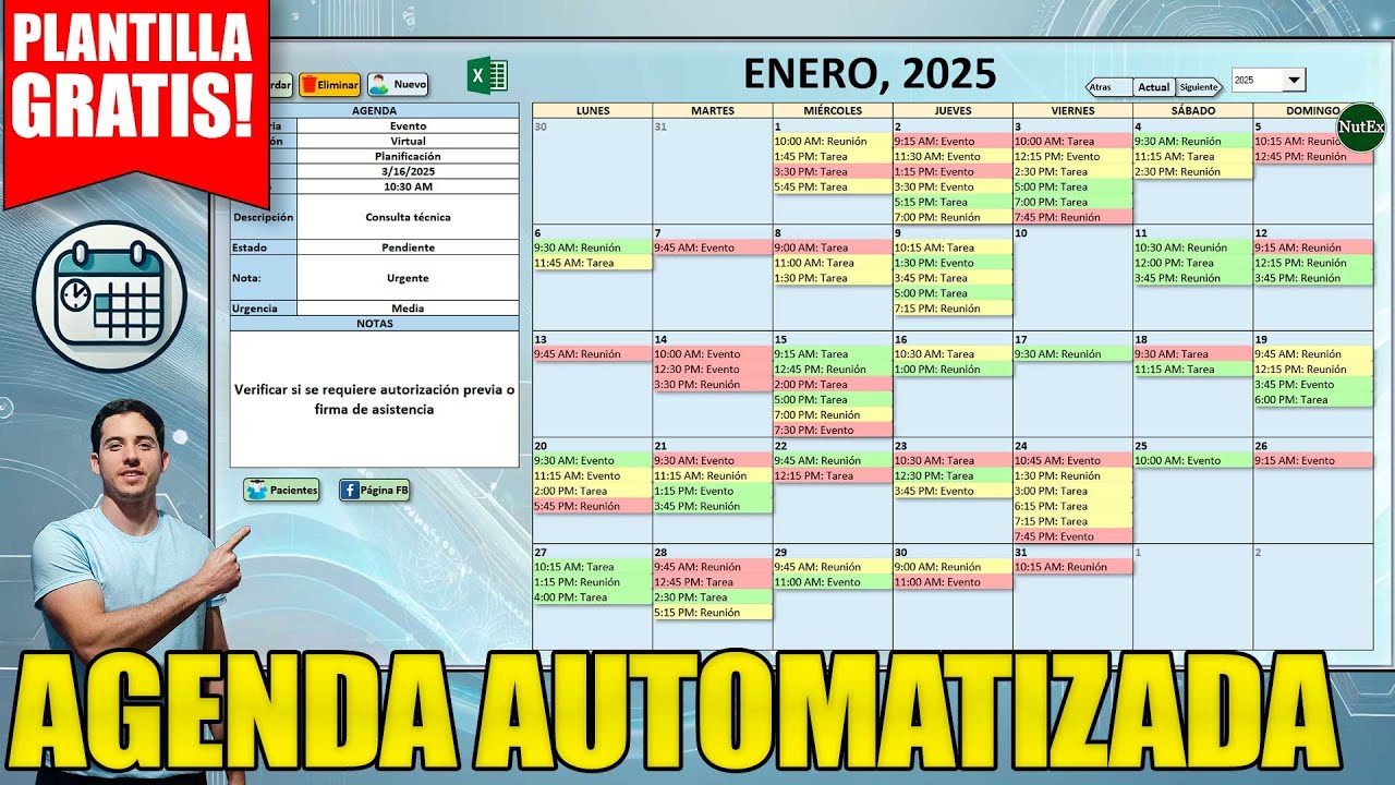 C&oacute;mo Hacer Una AGENDA Automatizada Con CALENDARIO En Excel | PLANTILLA DESCARGABLE