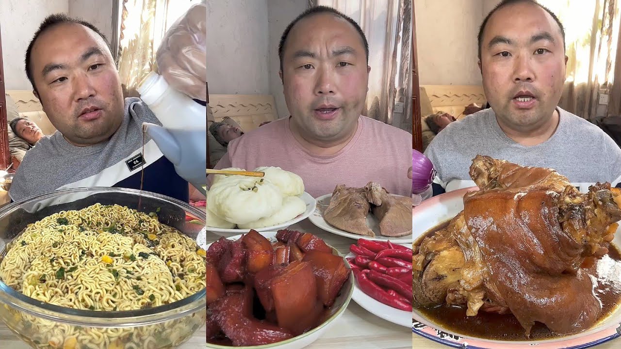 Mukbang # Part 244: Eat Sea Conch pig brain 🧠 belly pork bone head pig #pork #noodles #delicious 