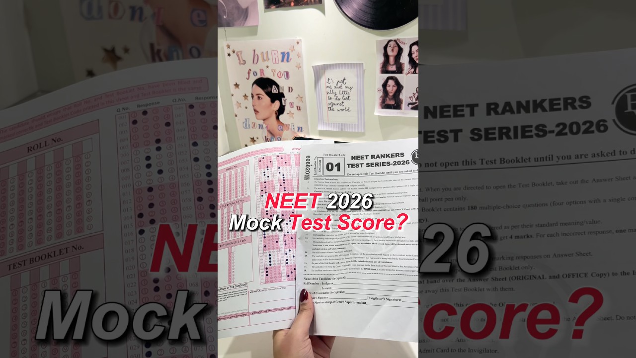 NEET 2026 mock test *SCORE*⁉️🫠📚PW Rankers Test Series #shorts #youtubeshorts #neet