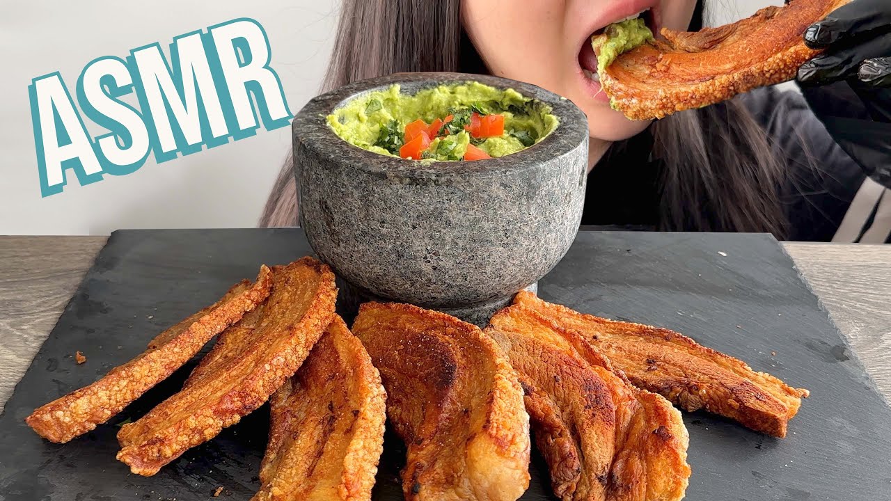 ASMR CRISPY CHICHARRON WITH CREAMY GUACAMOLE MUKBANG ( No Talking )