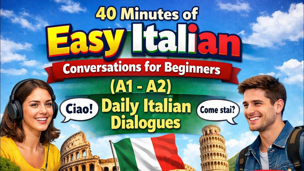 40 Minutes of Easy Italian Conversations for Beginners (A1-A2) Daily Italian Dialogues