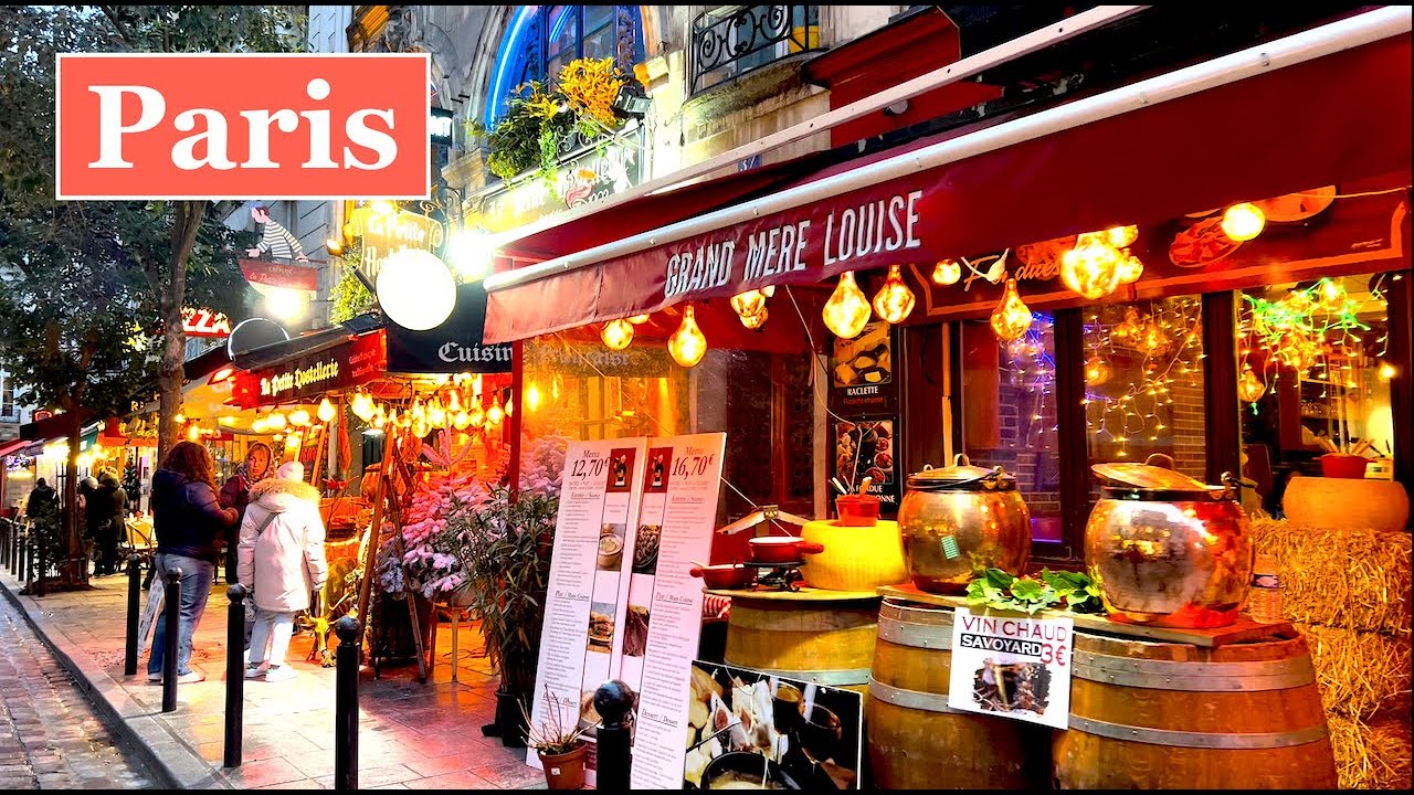 Paris France 🇫🇷 - Christmas walk in  Paris - Evening walking tour in Paris  - 4K HDR 60 fps