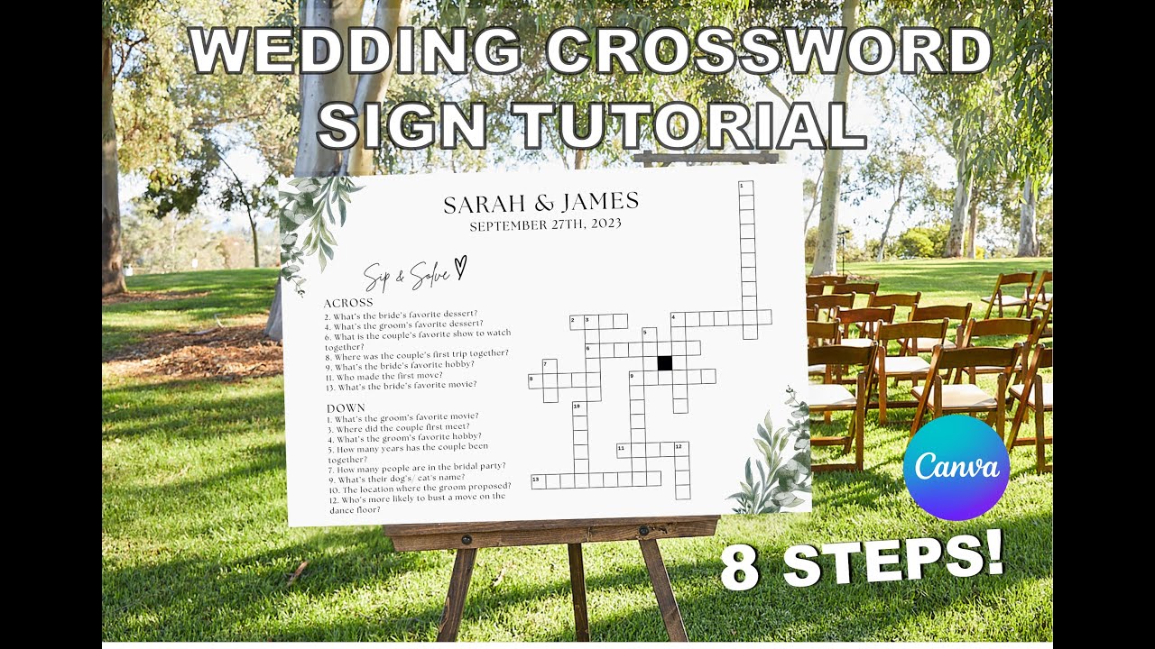 Personalized Wedding Crossword Sign Template Tutorial