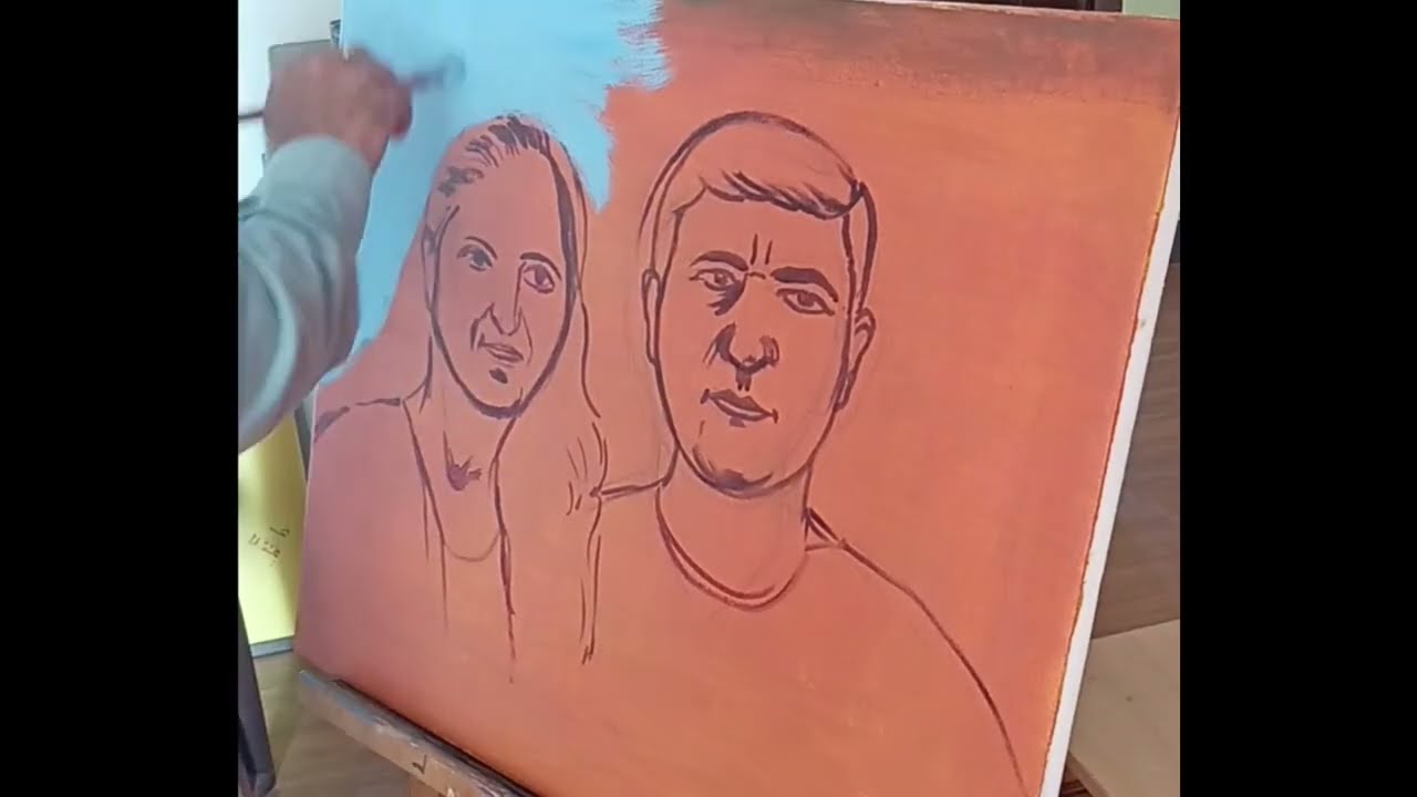  एक कैनवस दो पोर्ट्रेट Double Portrait Painting on Canvas कैसे बनाएं