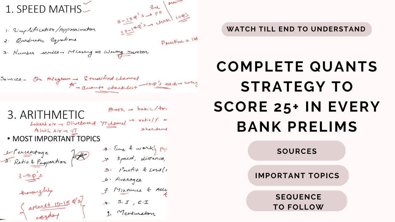 How to Prepare Quants for Bank Exams | Score 25+ in every Prelims Exams | Proper Sequence to follow!