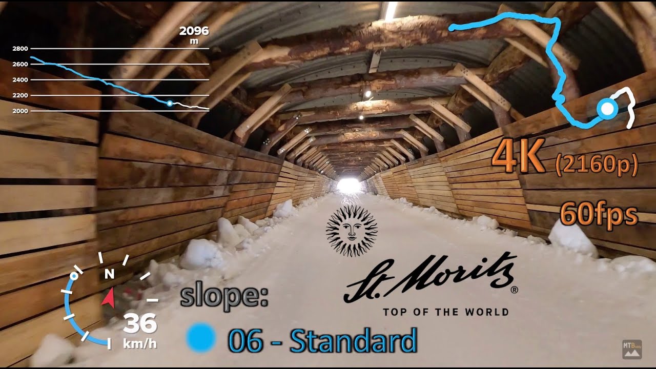 Ski run St. Moritz Corviglia | slope 06 - Standard (full run!) | 4K POV