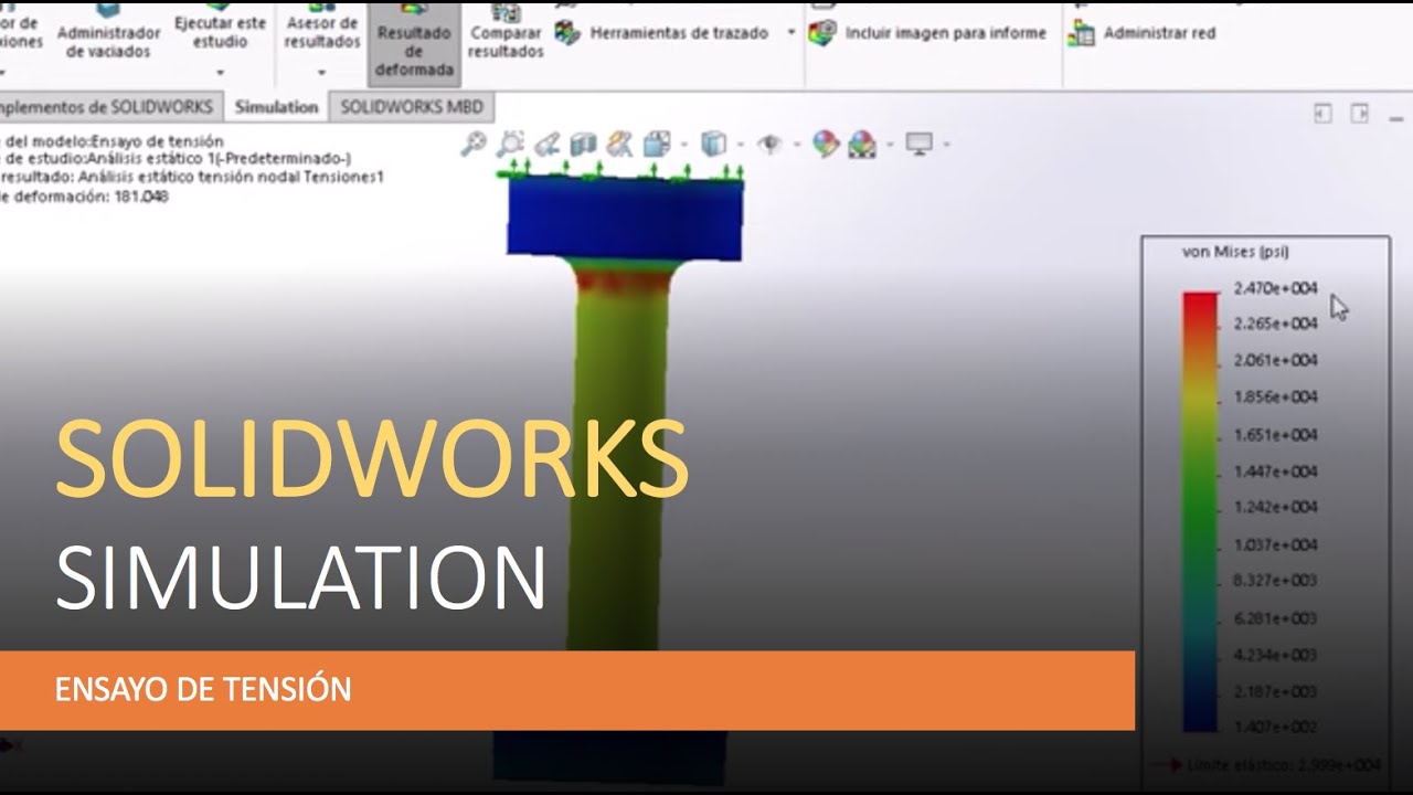 Ensayo de tensión en SolidWorks Simulation