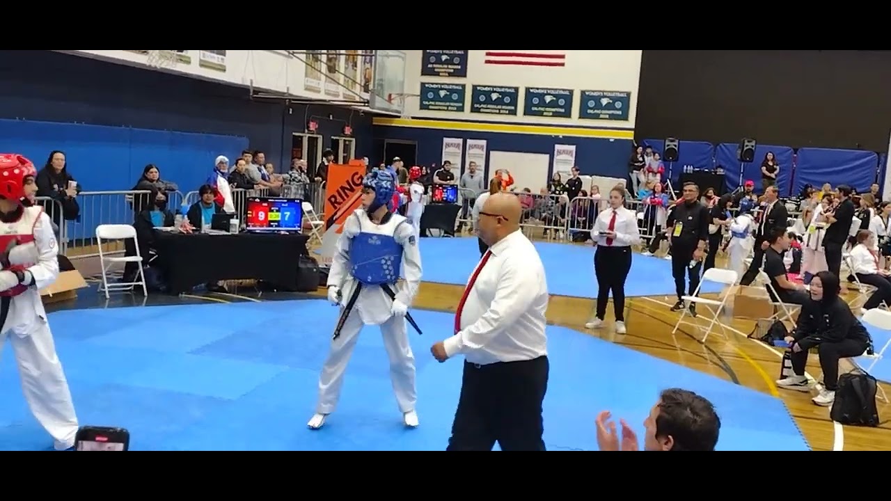 Geo at the Legacy cup 2023. taekwondo fight. juniors under 55 kg.