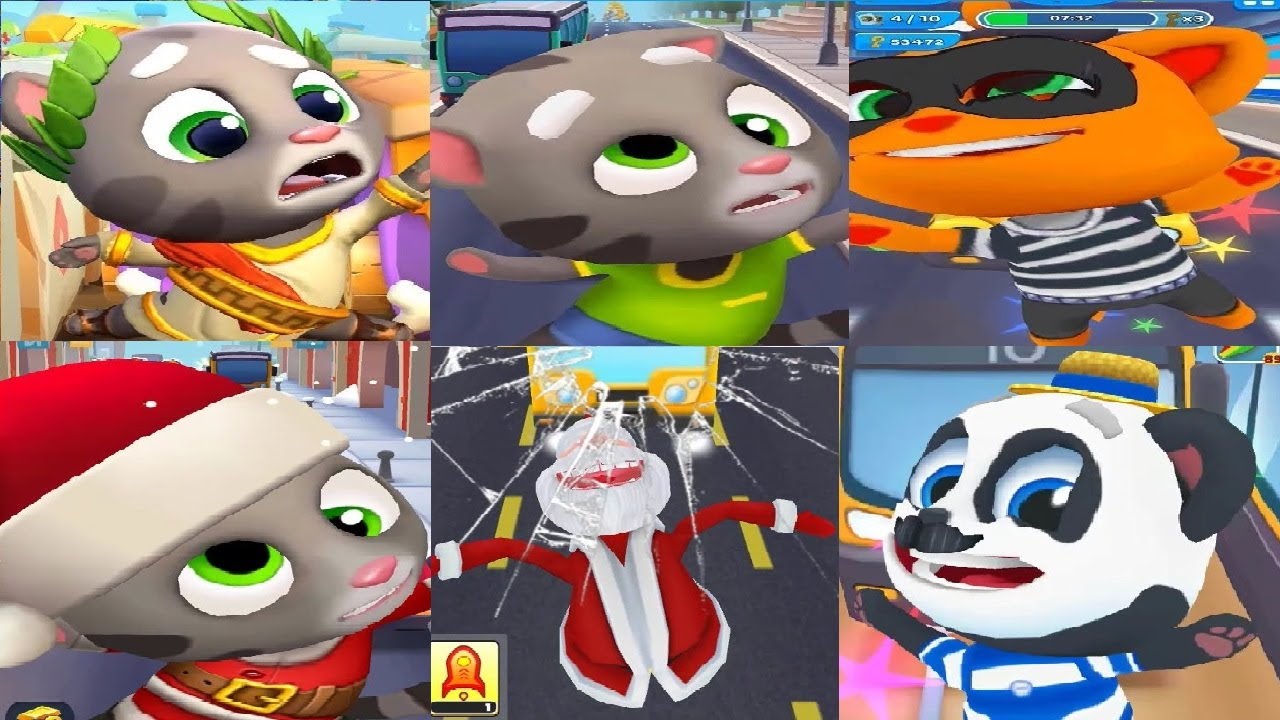 Talking Tom Gold Run 1VS 2 Christmas 2022 VS Panda Panda Run Game koko the robber VS Santa Run