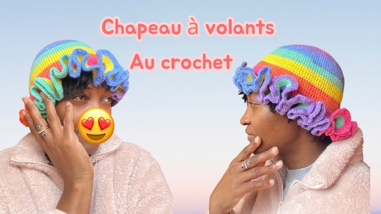 Comment faire un chapeau à volants ou bonnet à volants crochet /Easy crochet hat  stitch 1/2