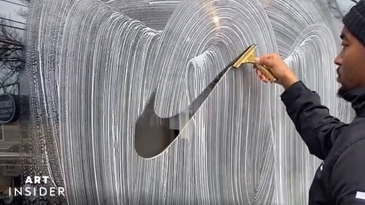 Window Cleaner Creates Designs With Squeegee | Art Insider