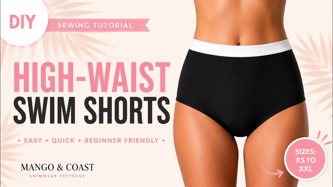 Sewing High-Waisted Swim Boy Shorts | Capri Pattern ~ Silent Vlog ~