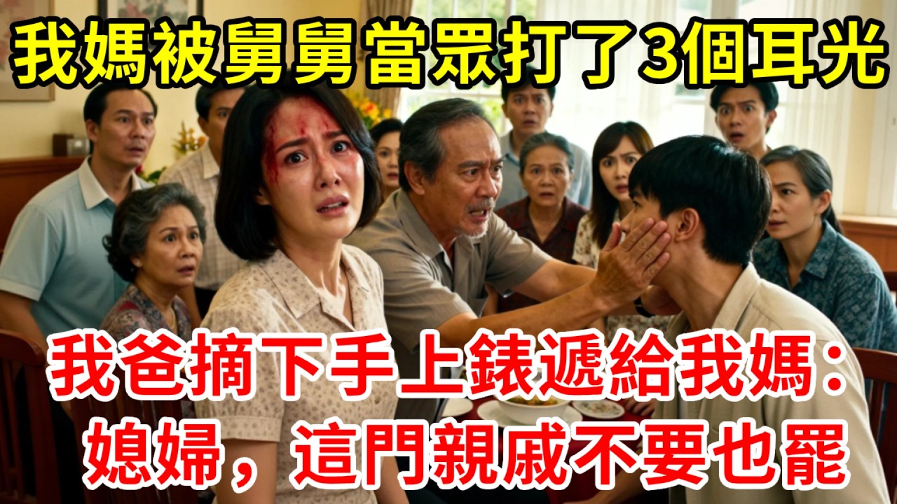 我媽被舅舅當眾打了3個耳光，我爸沉默了2秒，摘下手上150萬的錶遞給我媽：媳婦，這門親戚不要也罷#正能量 #故事分享 #故事頻道 #情感 #人生感悟 #感情