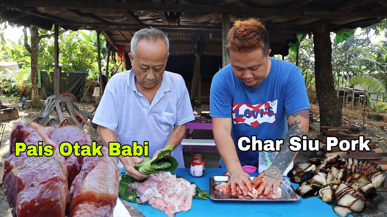 Chef Kampung Anak&Bapa Jumpa Di Dapur Masak Pais Otak Babi // Panggang Babi Char Siu //