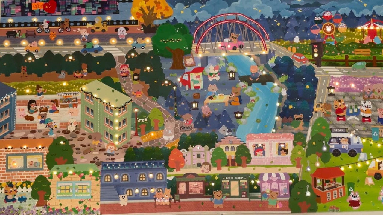 [ASMR] DIY Aesthetic Night City Sticker Scene | Relaxing Crafts