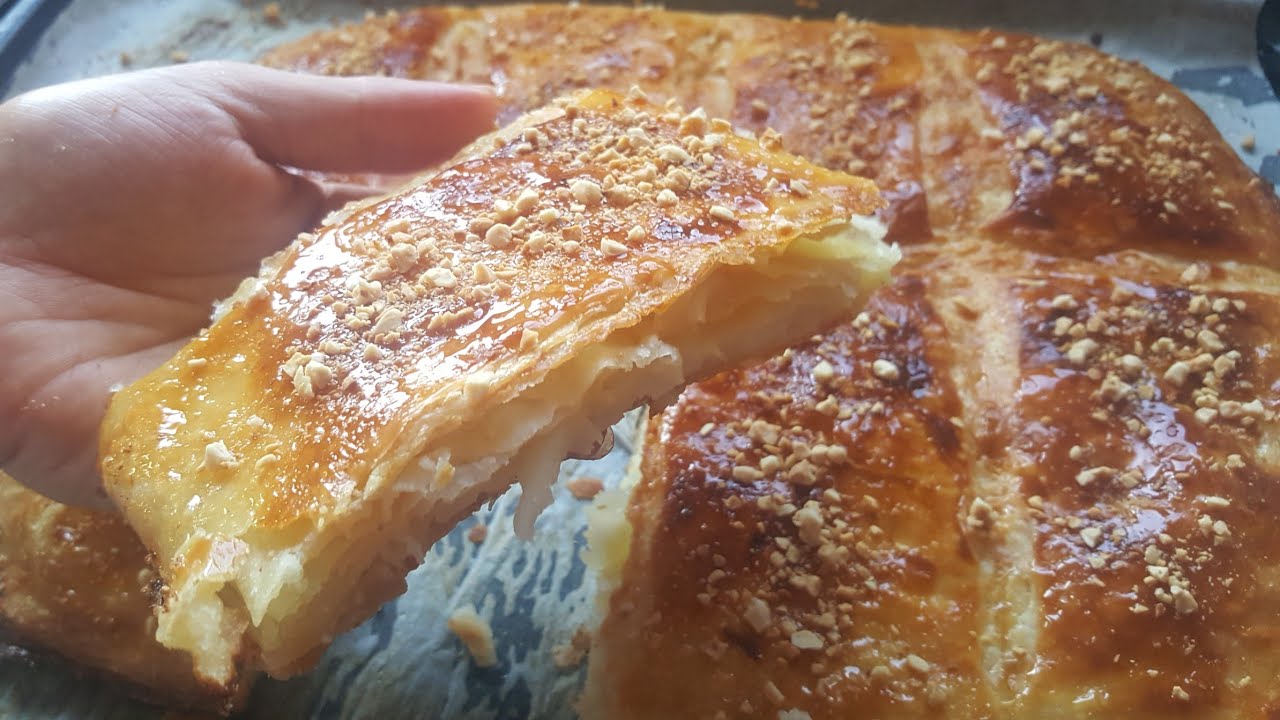 #مسمن على شكل#ميلفاي#مورق ومقرمش محشو بكريمة لذيذة😋😋 بمكونات بسيطة 👍👌