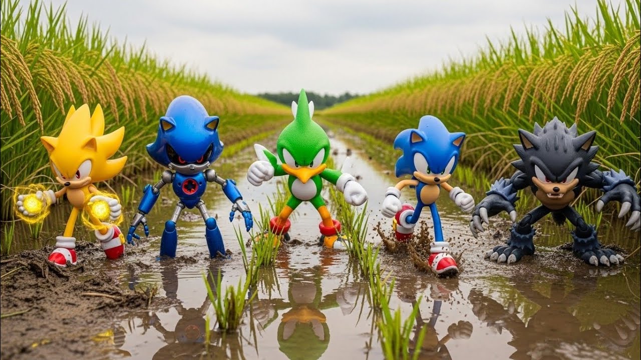 Rice Paddy Treasure Hunt: Found Sonic and Friend/Knuckles/Metal Sonic/Tails in the Muddy Fields!