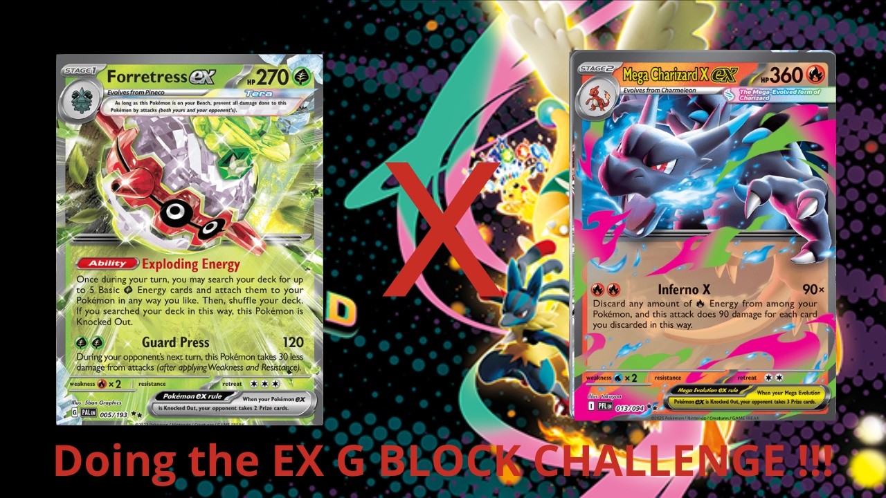 Doing the ex G BLOCK CHALLENGE !!! (Forretress ex VS Mega Charizard X ex) Pok&eacute;mon TCG Live