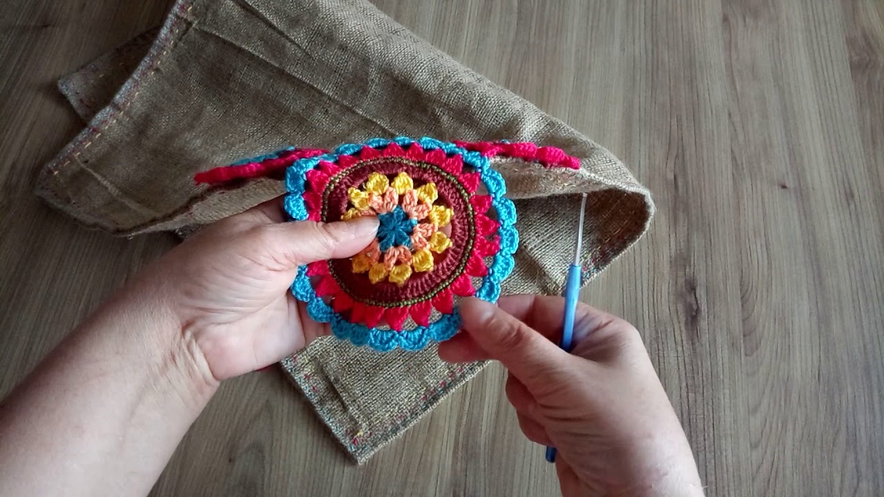 (3) Çuval Kumastan Masa Örtüsü| Mandala #mandala #runner #pinterest #jütkumas #esty #crochet #home