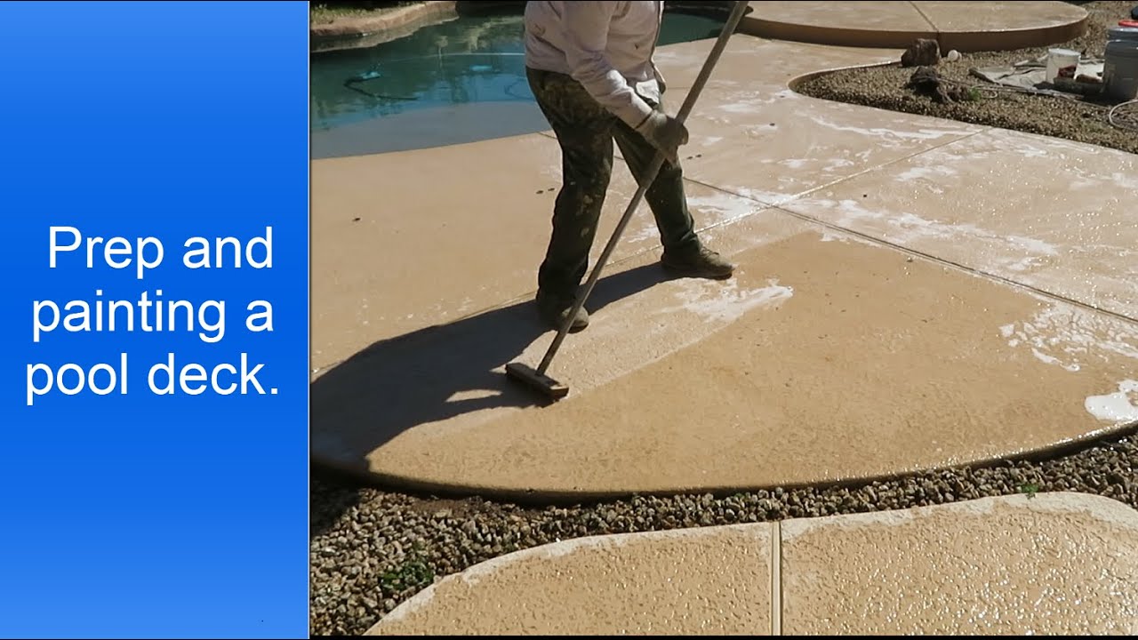 Prep work and painting of a pool deck with Behr Deck Over paint.