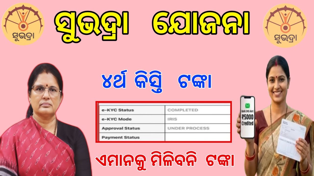 ୪ର୍ଥ କିସ୍ତି ଟଙ୍କା ! ସୁଭଦ୍ରା  ଯୋଜନା Status Check ✅Subhadra Yojana 4installments /ଏମାନକୁ ମିଳିବନି ଟଙ୍କା