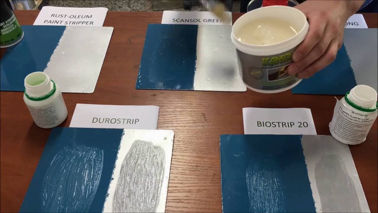 Porównanie preparatów do usuwania powłok lakierniczych: Scansol, Rust-Oleum, Biostrip