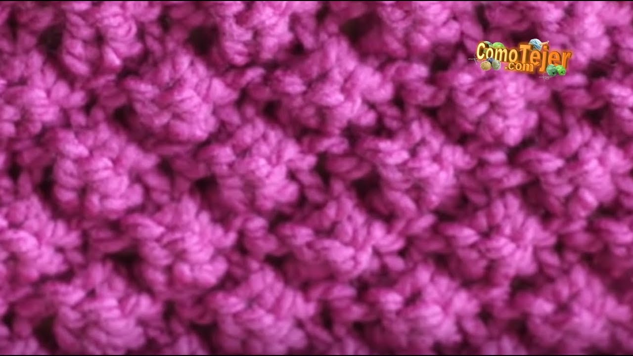 Cómo Tejer Punto Garbanzo Tradicional. Raspberry Stitch 2 agujas, palitos (653)