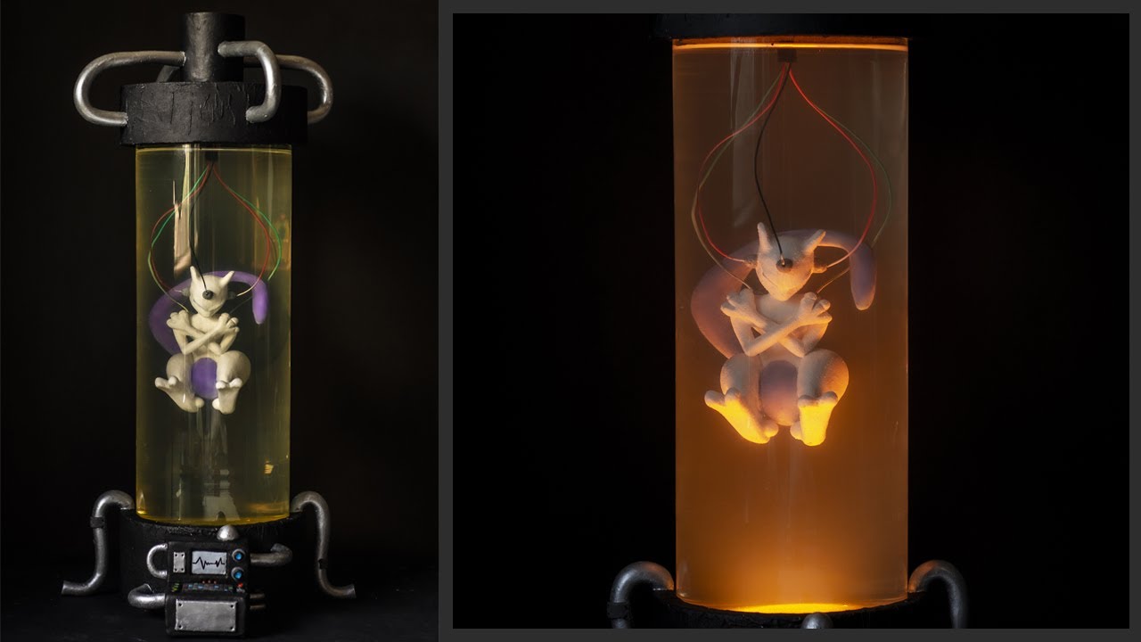 Clay art Pokemon Mewtwo | Encapsulated led lamp