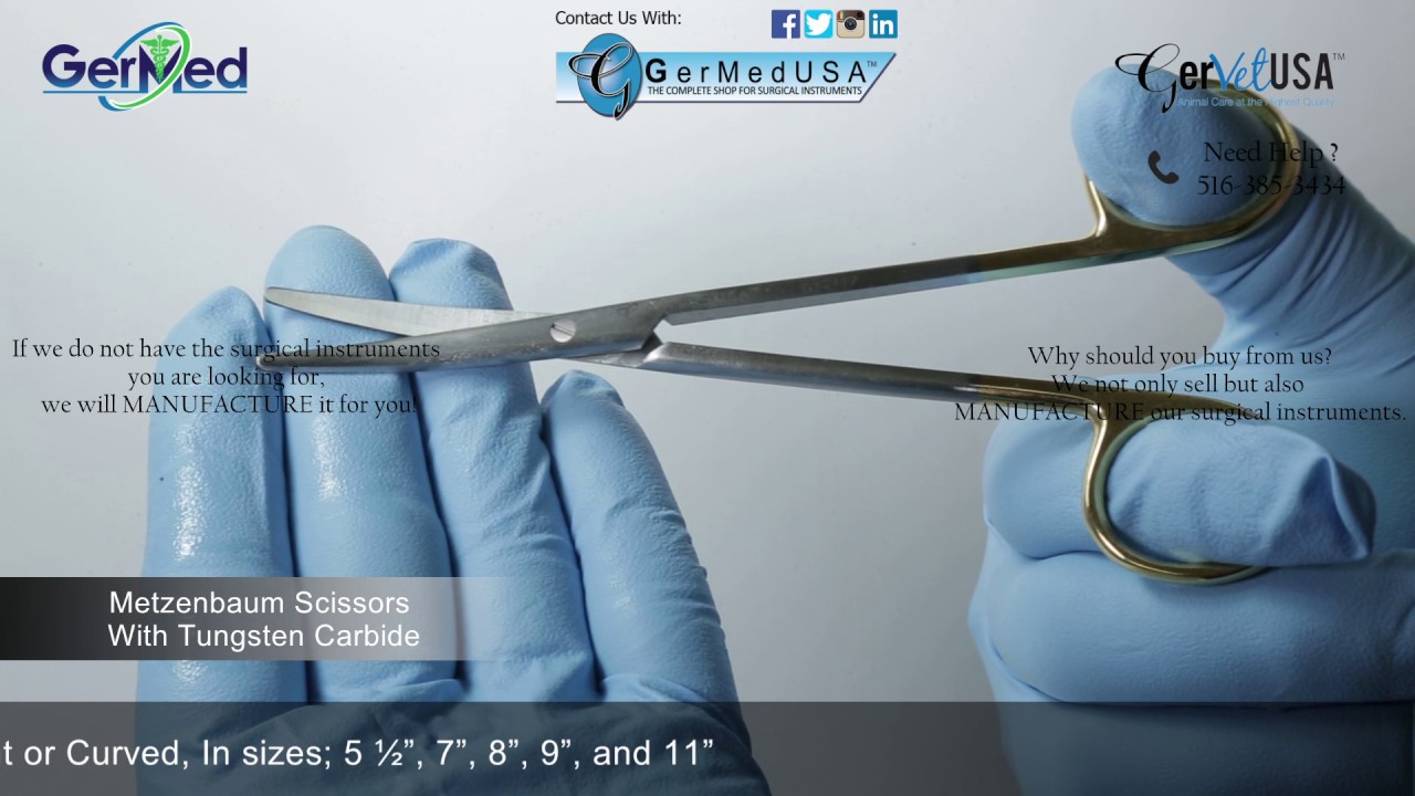 Metzenbaum Dissecting Scissors - Tungsten Carbide Inserts - Veterinary Surgical Equipment