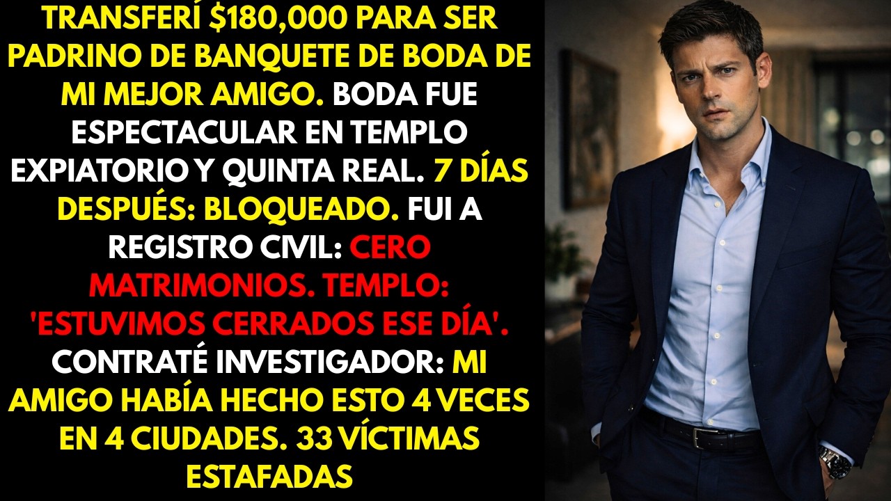 Mi mejor amigo: 'Sé padrino de mi boda. $180K banquete, te pago después'. Era estafa total.