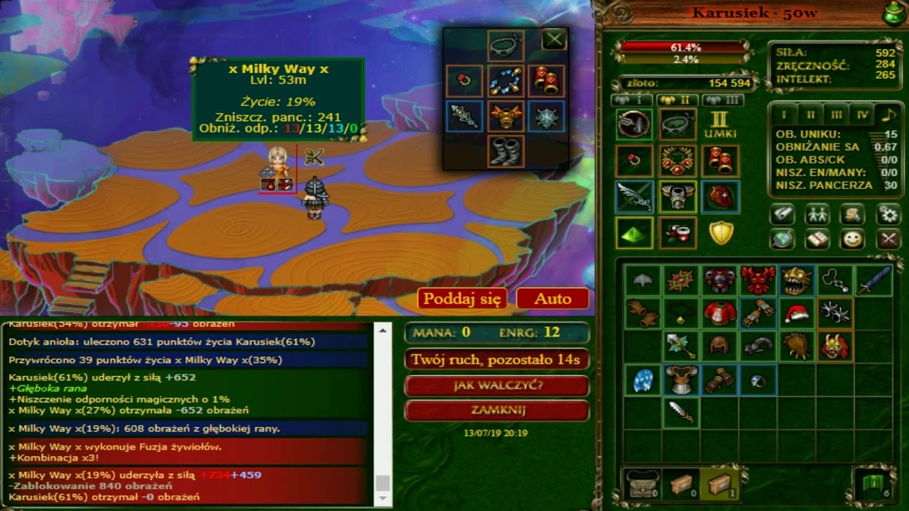 Margonem Jaruna - 48/50/53 lvl W/B - Mix Otchłań/pvp - Sezon 4 - 2019