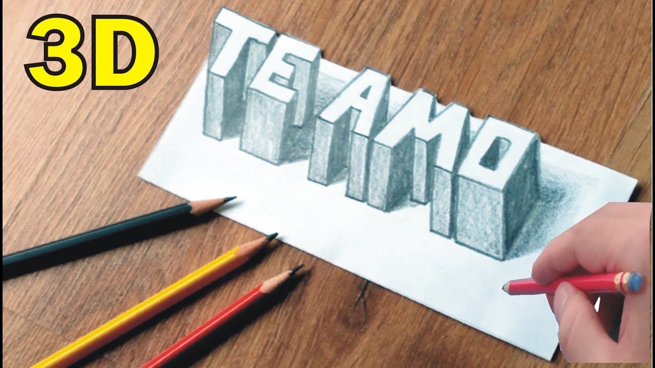 👉✏️Como DIBUJAR  la Palabra TE AMO (En 3D) ✏️ Tarjeta BONITA para el Día de SAN VALENTIN