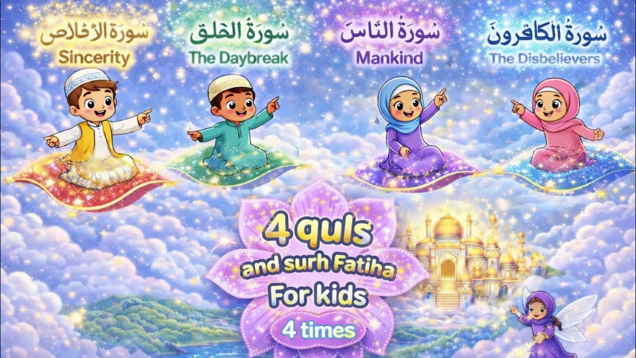 Four Quls| Islamic Kids |Surah Fatiha| 4 Qul | Surah Al-Kafirun | Al- Iklhas | Al-Falaq | An-Nas |Ai