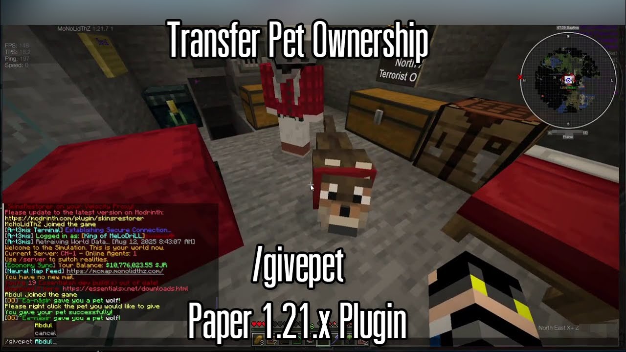 Minecraft /givepet Command Plugin Demonstration