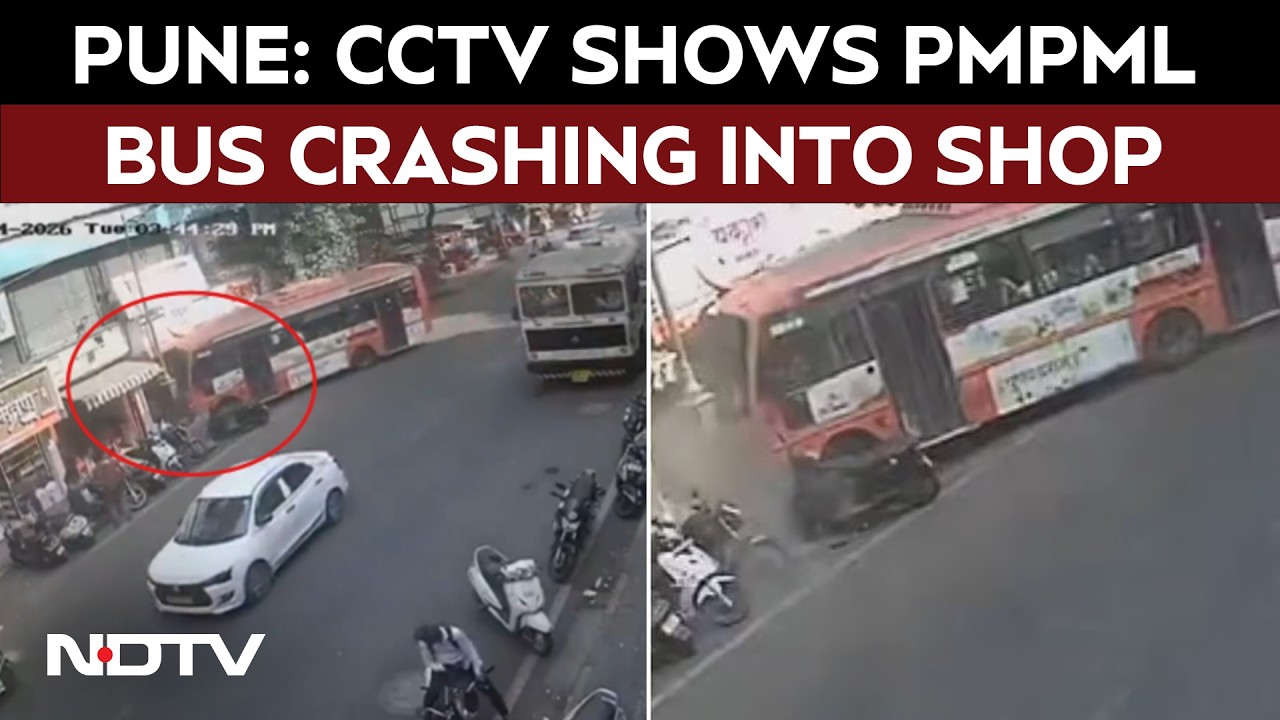 Pune News | Pune Shocker: CCTV Shows PMPML Bus Crashing Into Shop at Appa Balwant Chowk