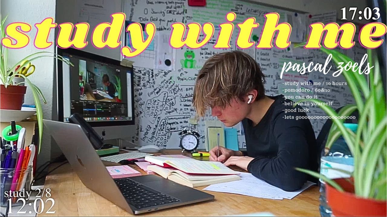 10-HOUR study with me 📚☔️ rain sounds &  pomodoro timer 60-10