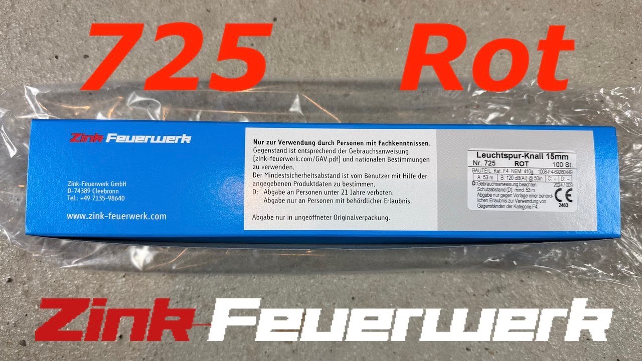 Knallpatronen 725 Rot | BATCH 2024 | Zink Feuerwerk | Vogelschreck Klasse 4