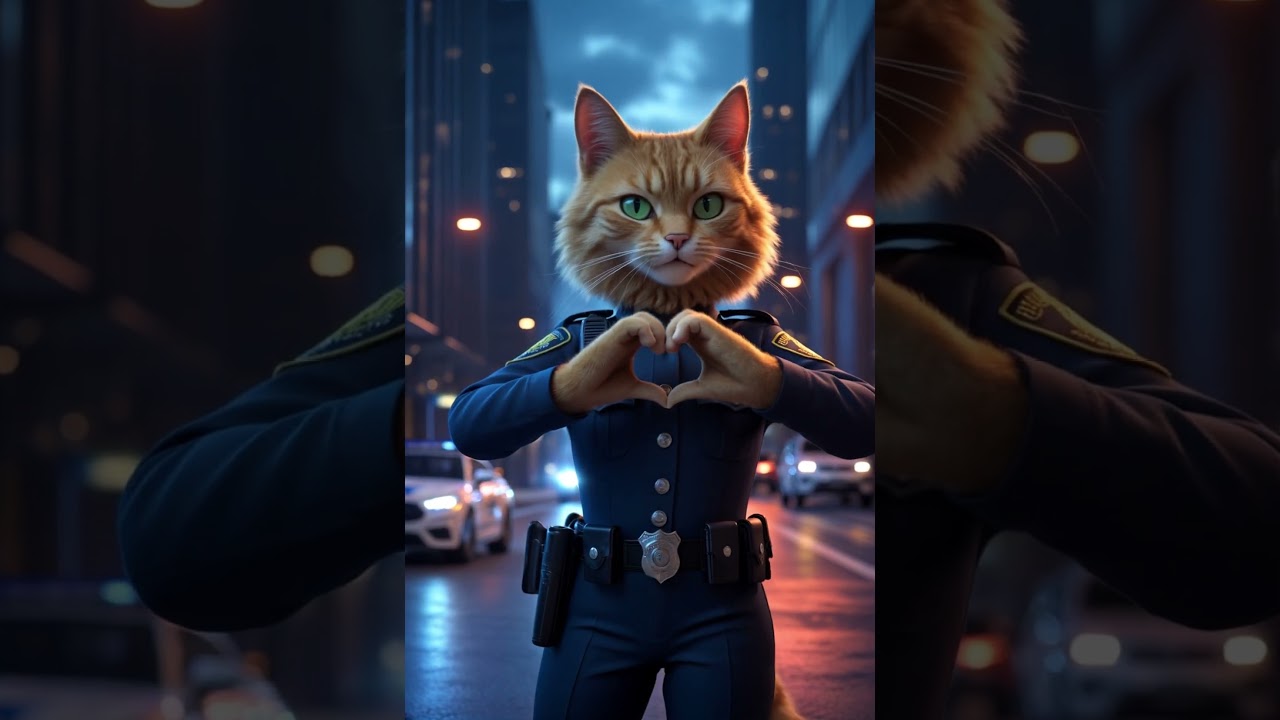 Police Cat on Duty! 🐱🚨💙 #Shorts #BossCat #cat