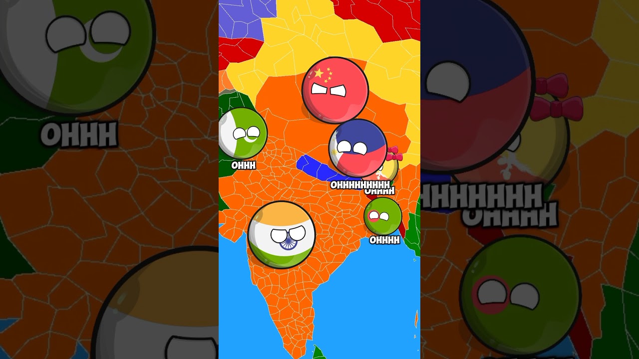 Жаркая война Индия🇮🇳 против Китая🇨🇳 в двух словах анимация #countryball #смешно #страны