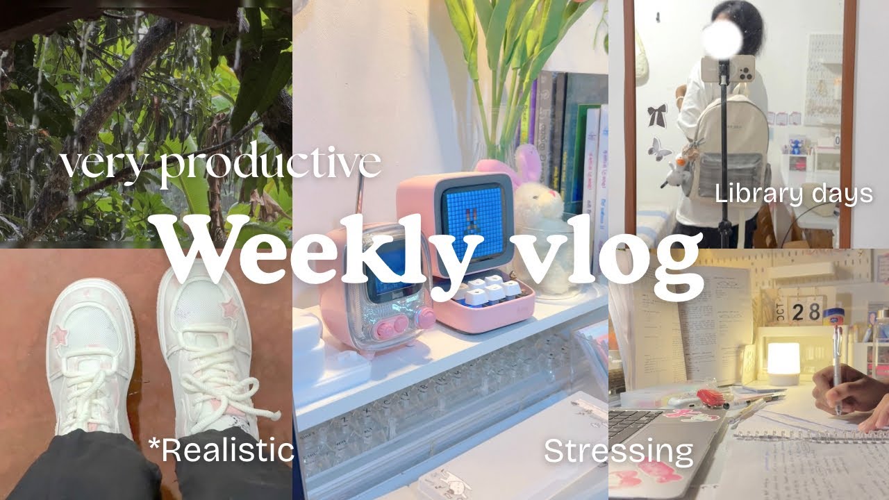 Realistic Study Week Vlog 🍵 | Productive & Stressful Days + Rainy Aesthetic 🌧️