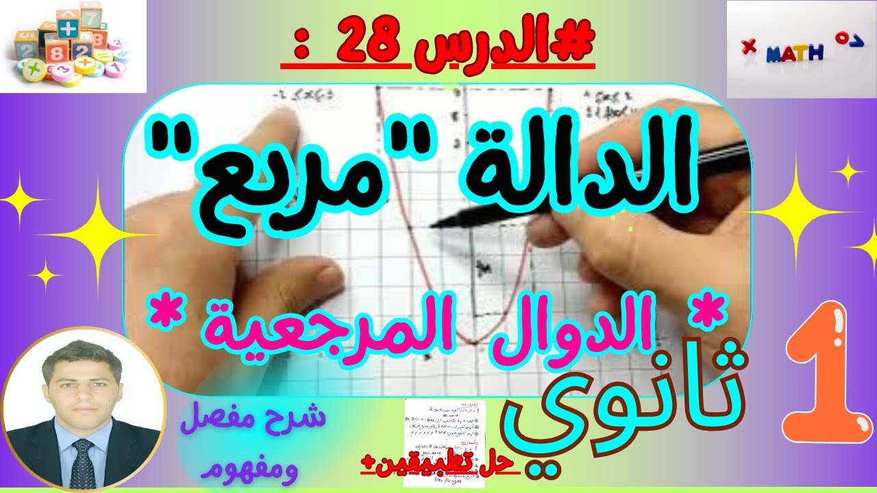 دوال مرجعية دالة  مربع رياضيات سنة اولى ثانوي  بشــرح مفصل ورائع 💞👨‍🏫 + حل تطبيقين شاملين