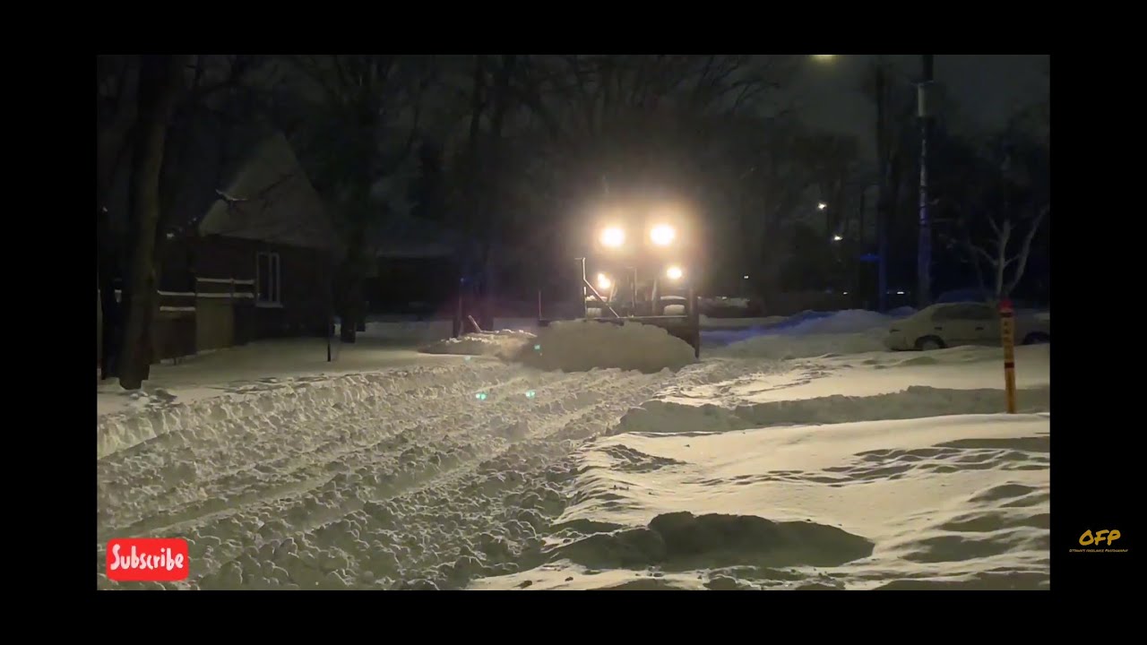 Plowing Residential streets with Loaders after a 47cm snow storm