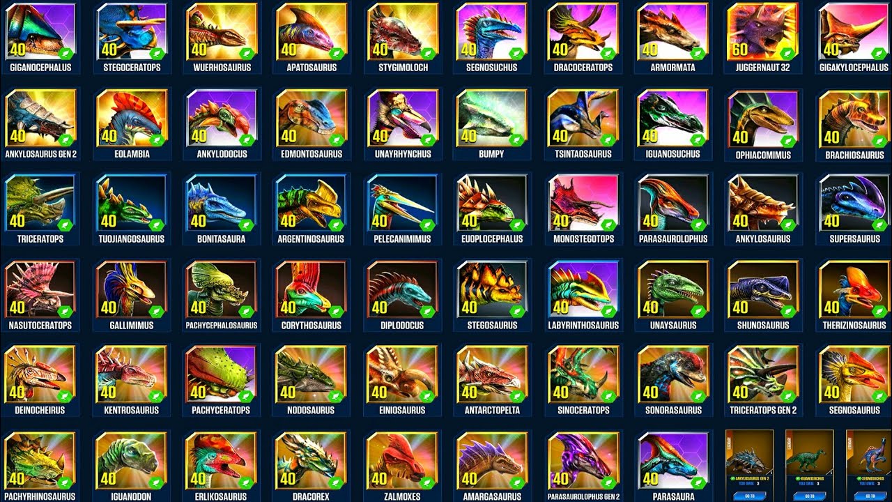 ALL HERBIVORES UNLOCK MAX FULL LEVEL 2022 PVP BATTLE | JURASSIC WORLD THE GAME