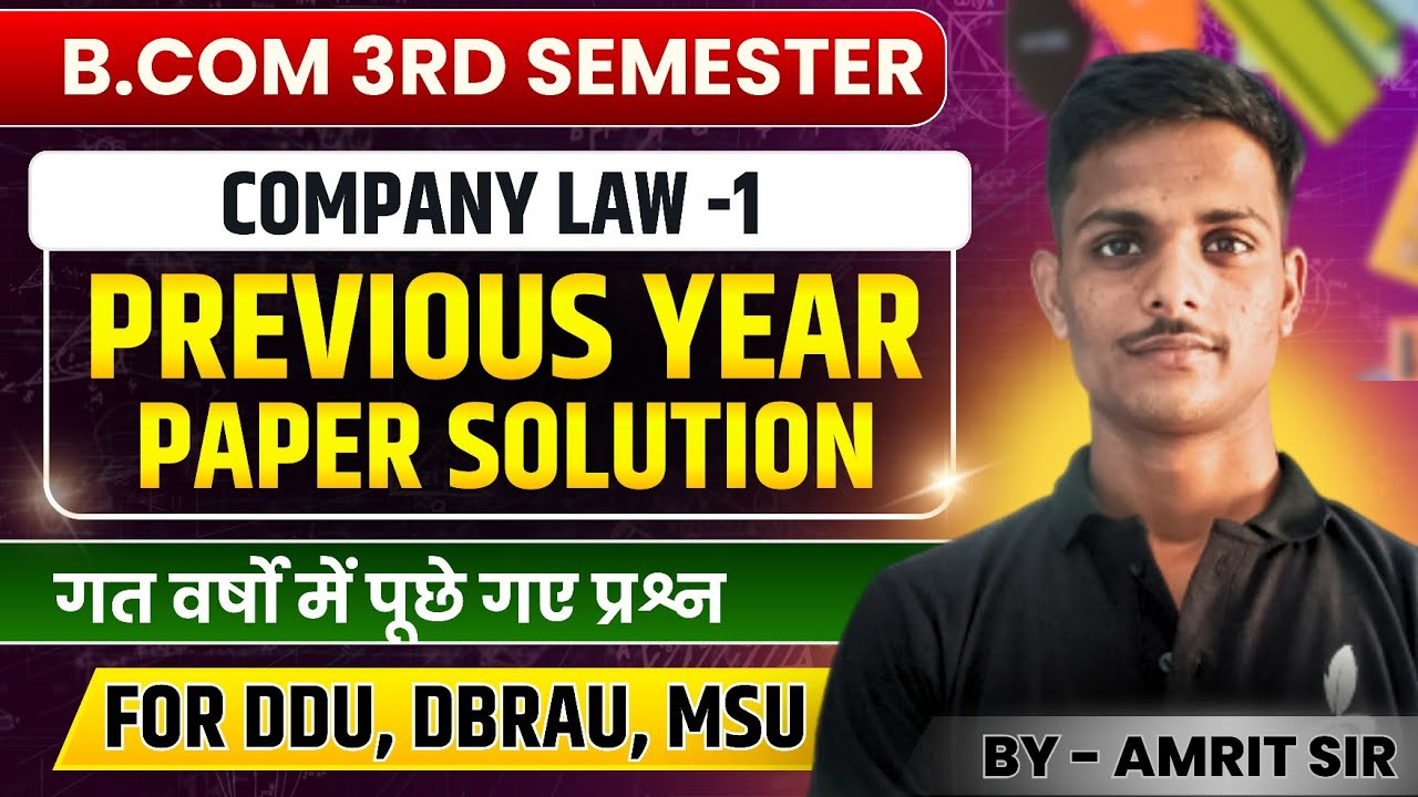 Company Law Previous Year Question Paper | B.Com 3rd Semester Exam | Company Law-1 | DDU, DBRAU, MSU