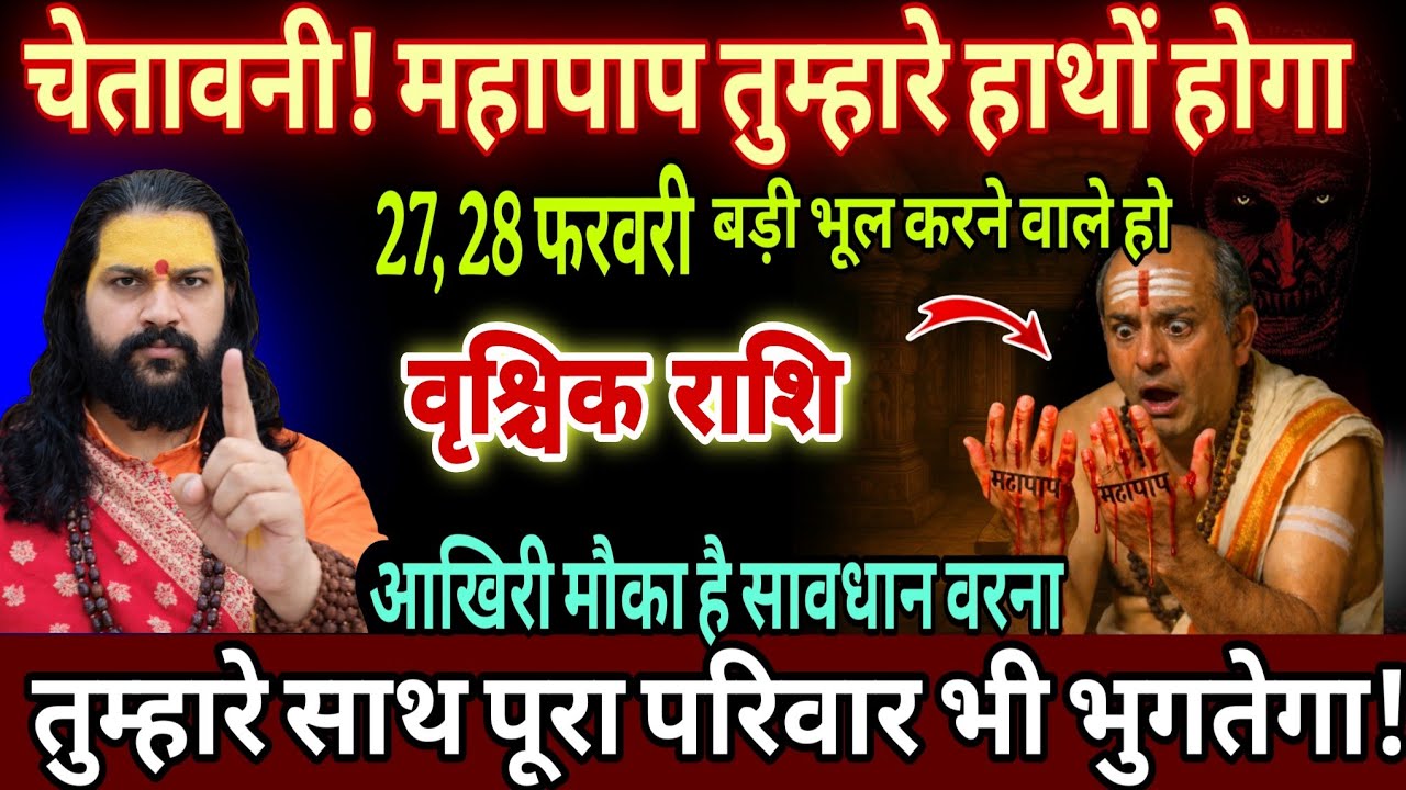 वृश्चिक राशि, 01,02,03,मार्च , चेतावनी फरवरी अंत में तुम्हारे हाथों 1 महापाप होगा