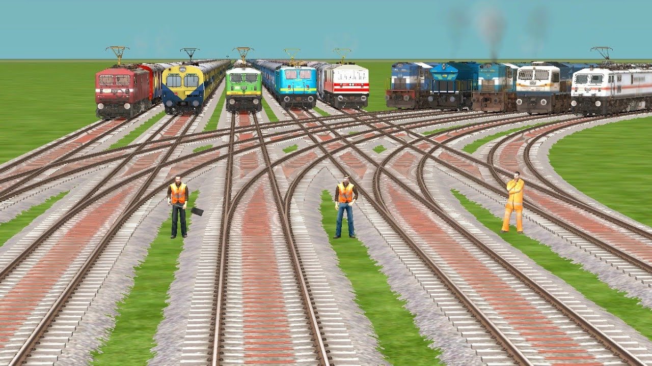 10 TRAINS CROSSING AT BUMPY FORKED BRANCHED RAILROAD TRACKS | train videos Indian railways