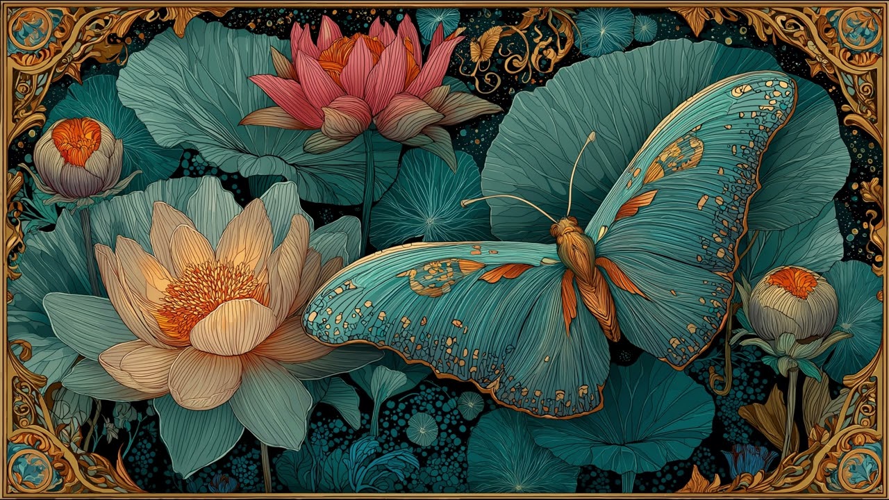 Enchanted Lotus & Butterfly Frame | Still Art Screen Saver | 4K