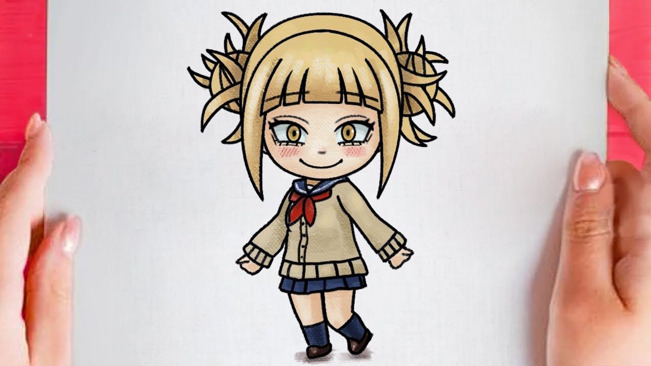 How to draw Himiko Toga chibi step by step easy - My hero Academia