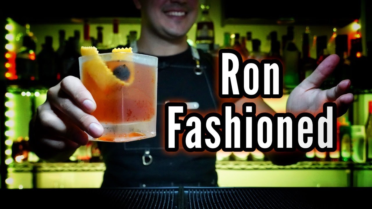 🥃 Cocktail Ron fashioned 🍒 #shorts  Con HUMO 💨