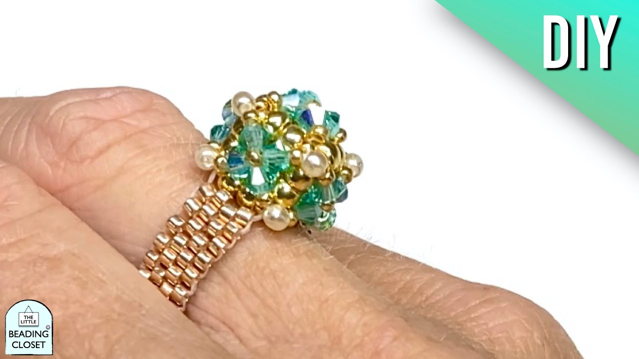 Beaded Ring Tutorial: How To Make a Mini Treasure Box With Seed Beads, Crystals and Pearls